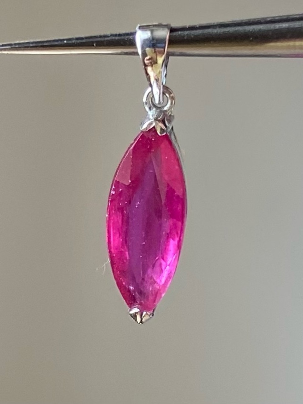 925 Silver with Pink Marquise Gemstone Pendant Necklace - Women Jewelry